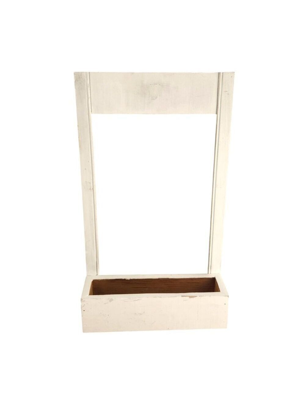 White Wooden Wall Mounted Planter Frame Rectangular Box Indoor Outdoor